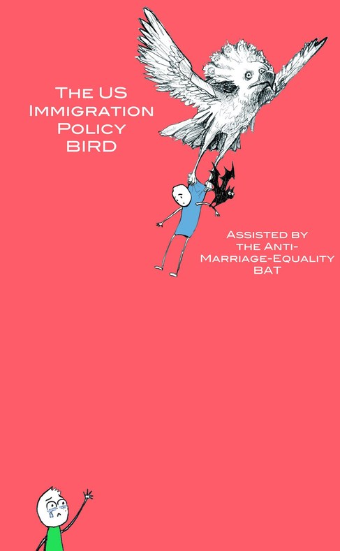 US Immigration Policy Bird assisted by the Anti-Marriage-Equality Bat